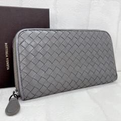 希少カラー✨ボッテガヴェネタ 編み込み カーフレザー 長財布 グレー