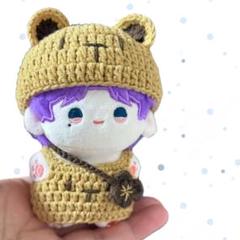 ハンドメイド　10cm ぬい服　ぬい帽子　ちびぐるみ　くまさん　ポシェット