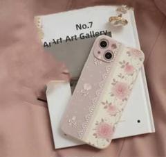 iphone13用シリコンケース ピンク ローズ