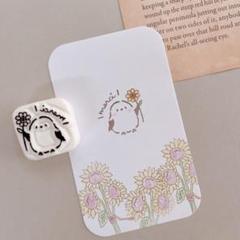 消しゴムはんこ　ゆるシマエナガと向日葵はんこのサムネイル