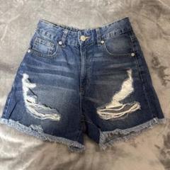 ダークブルー グリッター加工 ショートパンツ ダメージ加工ダークブルーショートパンツ - メルカリ