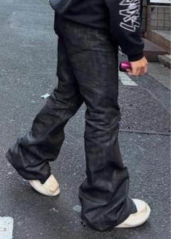 希少★Rick Owens coated denim trousers デニムジーンズ フレア 2025年最新】リックオウエンス ブーツカットデニム・フレア
