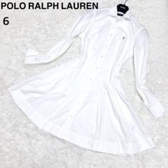 【美品】POLO RALPH LAUREN プリーツ シャツワンピース 白