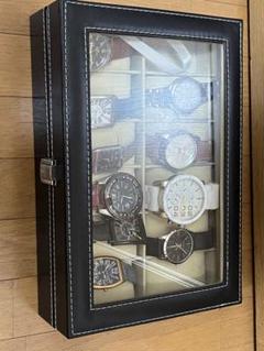 時計10本セット ガラス蓋付き収納ボックス