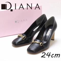 未使用⭐️DIANA ダイアナ 24cm アーモンドトゥパンプス ブラック 美品☆ダイアナ 24.0 ヒール パンプス アーモンドトゥ ブラック