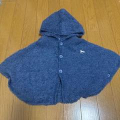 cottoli ベビーポンチョ フード付き 青　70〜80cm