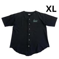 90s USA製 Badger コットン ベースボールシャツ XL 黒 刺繍