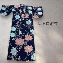 レトロ花柄ネイビー浴衣