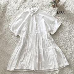 ザラ ホワイト 半袖ブラウス シャツ L おしゃれ オフィカジ ZARA