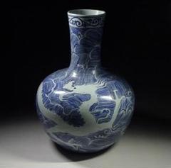 中国古玩 染付 龍濤文 天球瓶 高約42.5cm 唐物 t97383 中国古玩 染付 龍濤文 天球瓶 高約42.5cm 唐物 t97383 - メルカリ