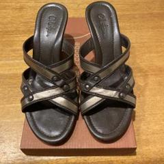 Cole Haan ブラウン& ブロンズゴールドメタリックレザー　ウエッジヒール