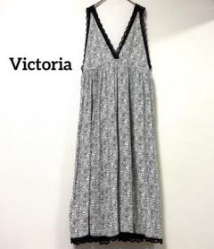 Victoria 花柄 レース Vネック キャミソールスカート 白黒 韓国製