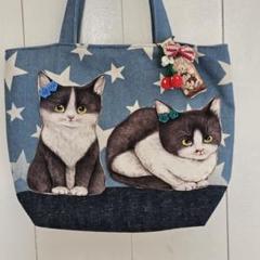 2匹の仲良し猫ちゃんのトートバック♥コヤンイサムチョン