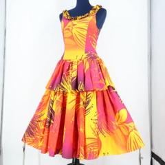 値頃 美品 フラダンス衣装】オレンジ PauskirtShop ワンピース レフア フラダンス