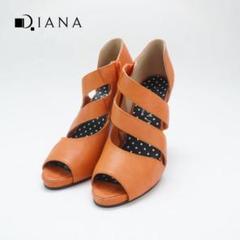 DIANA 23.5 サンダル サイドジップ デザインヒール オレンジ/QC46