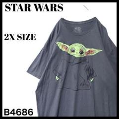 古着 スターウォーズ グローグー ベビーヨーダ 手書き風 プリントTシャツ 2X