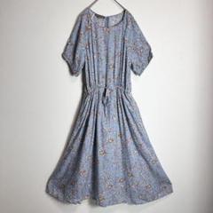 ローラアシュレイ　ワンピース　半袖　花柄　リボン　大きいサイズ　ロング丈　XL