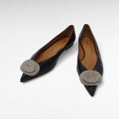 PIPPICHIC ピッピシック JEWERLY 黒 レザー フラットシューズ PIPPICHIC ピッピシック JEWERLY 黒 レザー フラットシューズ