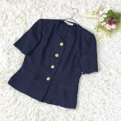 【新品】リファンネ 東京ソワール ツイード ノーカラージャケット 11号 RIFANNE - ソワール⭐︎Rifanne 11号☆ジャケット ネイビーラメ