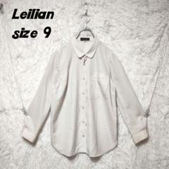 Leilian 麻100% 長袖ブラウス 13＋ フラワープリントブラウス【Leilian WHITE