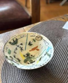 下和弘さん 色絵釉彩フリーボウル 丸深皿 絵皿 スープ皿 カラフル 作家もの 下和弘さん 色絵釉彩フリーボウル 丸深皿 絵皿 スープ皿