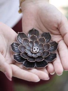 合金製 蓮の花 お香立て