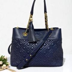良品☆トリーバーチ ショルダーバッグ 2way チェーン キルティング ロゴ 紺