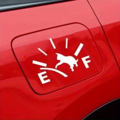 車 ステッカー シール 猫 ねこ ネコ ホワイト 白 給油 ガソリン S99-1