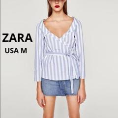 ● ZARA ザラ　レディース　ストライプ　コットン　ブラウス　USA M