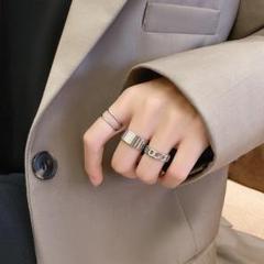 お買い得♡　シルバー　リング　指輪　フリーサイズ　3点セット　調整可能