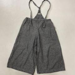 美品 Samansa Mos2 リネンコットン ストライプサスパンツ