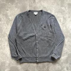 USA製 90s IZOD 古着 アクリルカーディガン 刺繍ロゴ L グレー