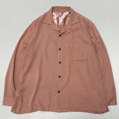 00s~ レーヨン100% L/S シャツ 薔薇 モードロック 光沢 ドレープ 00s~ レーヨン L/S オープンカラーシャツ コーラルピンク 光沢