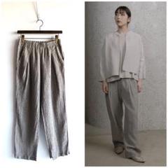 美品 24SS エヴァムエヴァ リネンコットンタックパンツ 1 楊柳 美品 24SS エヴァムエヴァ リネンコットンタックパンツ 1 楊柳