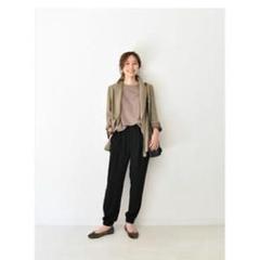 ハグオーワー/カジュアルパンツ(レディース)の中古/未使用品 - メルカリ オフィス ハグオーワー☆6ozシャンブレーテーパードパンツ カジュアルパンツ
