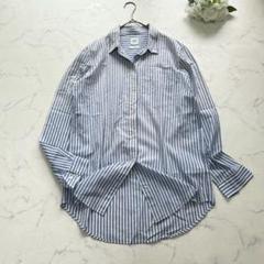 GAP ギャップ シャツ 長袖（S）青/ブルー ストライプ オーバーサイズ