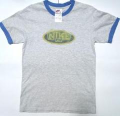 [90s] Nike デカロゴ 短丈 リンガーT 赤×黒 Mサイズ L 相当 NIKE REVERSIBLE TEE 80S 「紺タグ、赤×黒、両面プリント