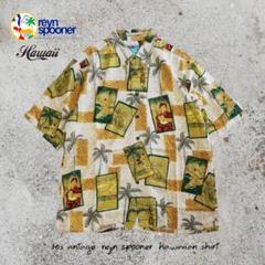 80s ヴィンテージ Reyn Spooner アロハ ハワイアンシャツ L