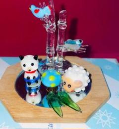動物と植物のガラス細工装飾品