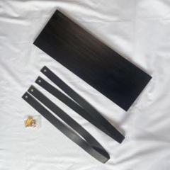 ★木製 ウォールシェルフ ブラック 革ベルト 壁掛け棚 収納ラック 40cm