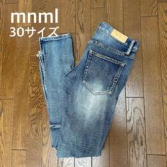 ✨ mnml ミニマル ボタンフライ ダメージデニムパンツ ブルー