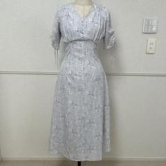 ミシェルマカロン ギャザースリーブマキシワンピース XS 花柄 ラベンダー