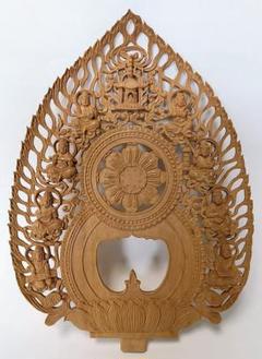光背(3寸坐像用)#418透し彫 奏楽飛天 宝塔 ◆白檀 木彫 仏像付属品 m79943772691_1.jpg?1670250620