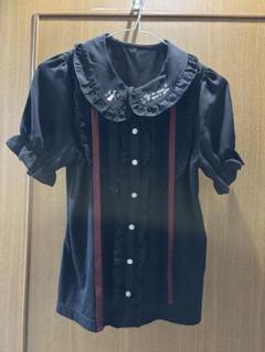 アクシーズファム 黒のフリルブラウス Mサイズ