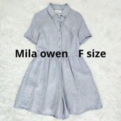 【Mila owen】リネン ロンパース ブルー F