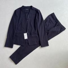 【美品44サイズ】グリーンレーベルリラクシング　ノーカラー　無地　パンツスーツ 新品あり♪グリーンレーベルリラクシング ノーカラーパンツ