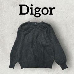 Digor 長袖 セーター リボン刺繍 ニットセーター (F)ブラック アンゴラ