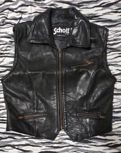 黒タグ Schott ショット レザー ベスト L - メルカリ