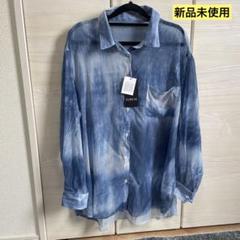 新品未使用　レディース　羽織り　シャツ　シアーシャツ　長袖　M 青
