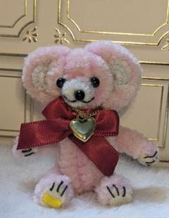 チーキー風ミニチュアテディベア　モールアート　モール人形　いちごピンク